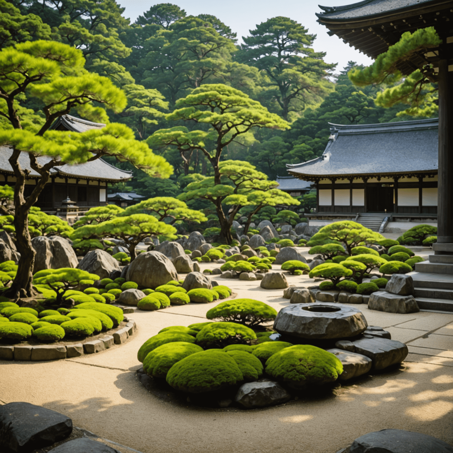 龍安寺の有名な石庭の静寂な風景